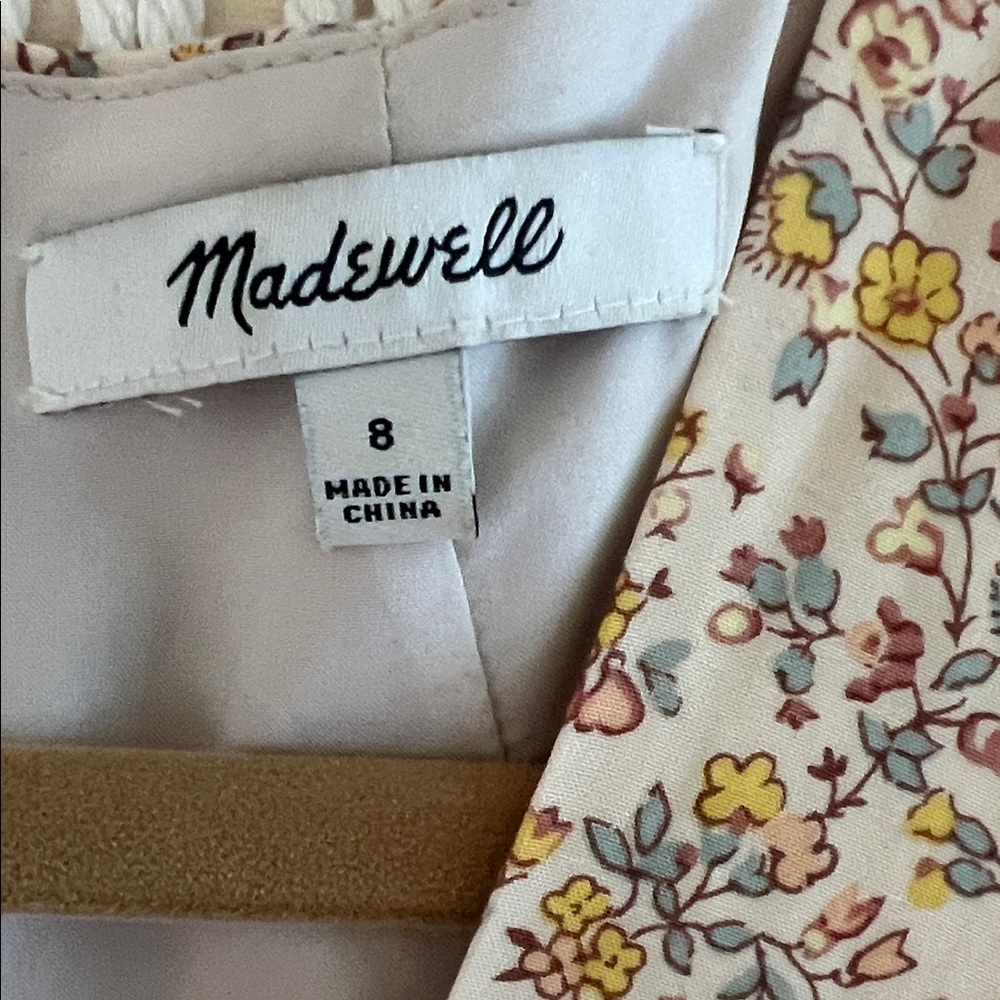 Madewell Cream and Mustard Floral Wrap Midi Dress - Picture 2 of 8